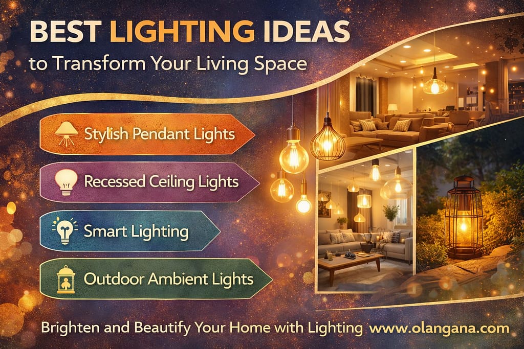 Best lighting ideas for living room including stylish pendant lights, recessed ceiling lights, smart lighting and outdoor ambient lighting to enhance modern home interiors