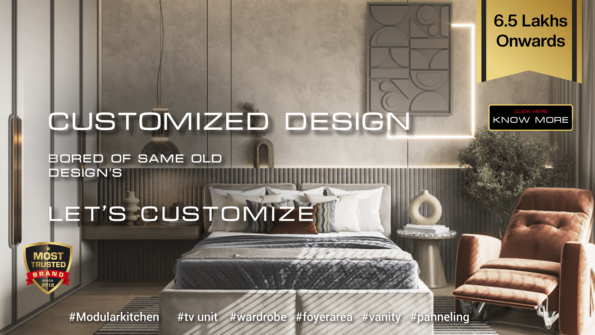 Luxury bedroom interior design Bangalore